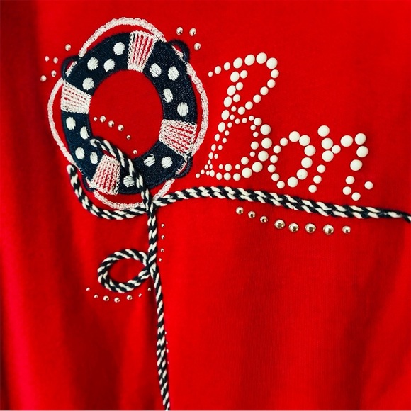 Alfred Dunner Red Bon Voyage Embroidered 3/4 Sleeve Top XL - Picture 5 of 8